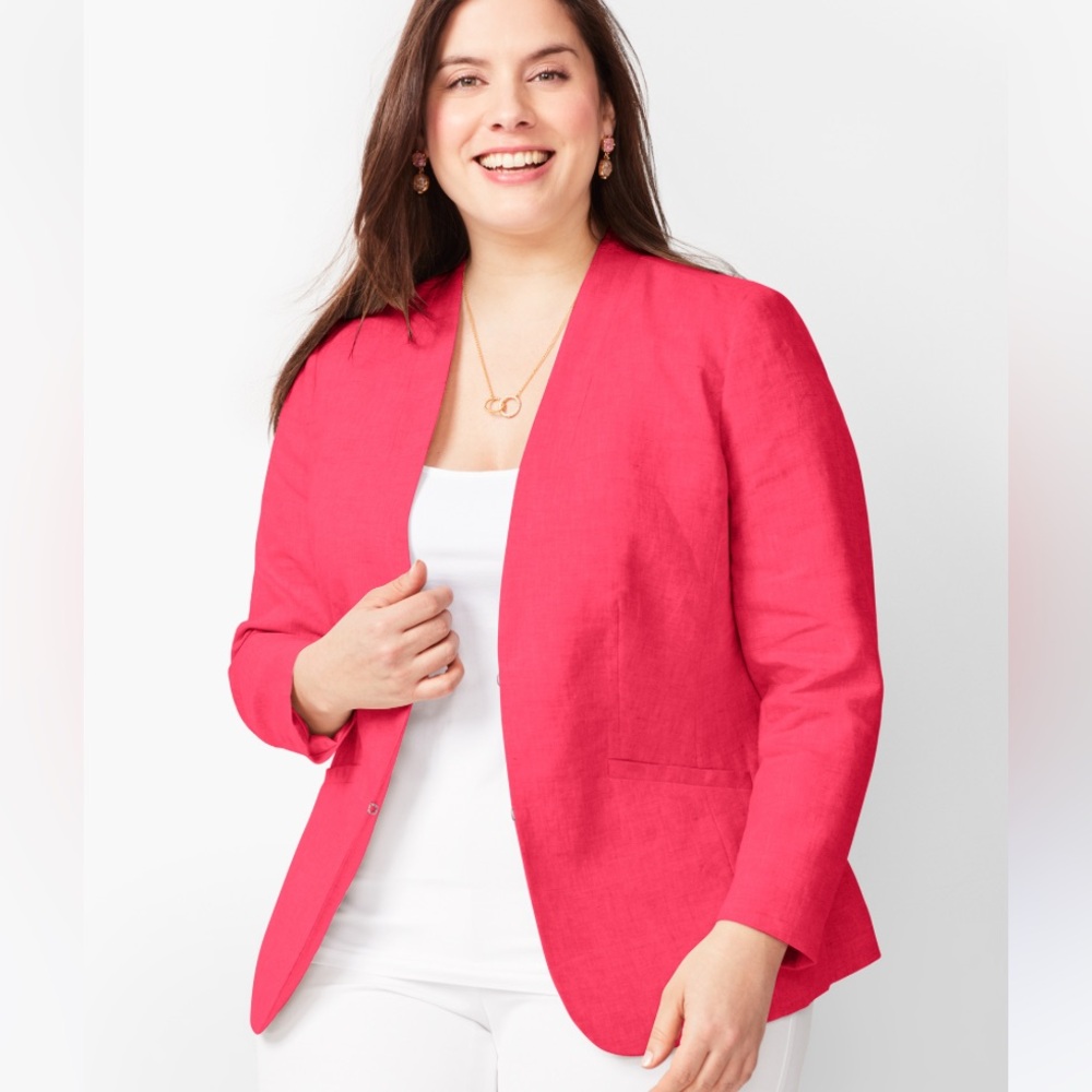 Talbots Classic Linen Blazer Hot Pink Size 10